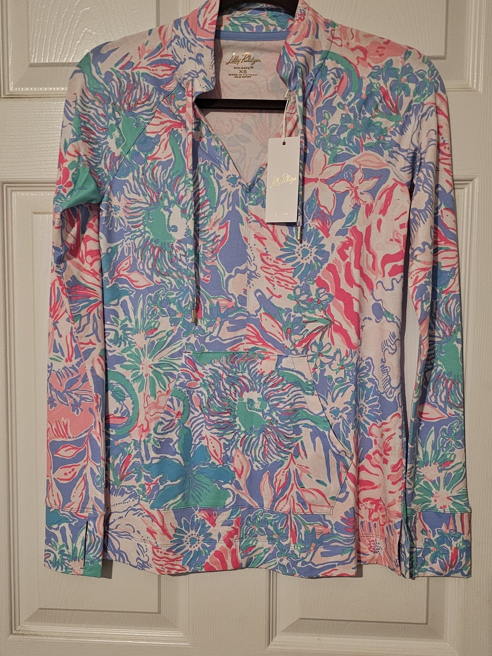 NWT Lilly Pulitzer SolSafe UPF 50+ Luxletic Cassi Popover BluePeri Viva La Lilly